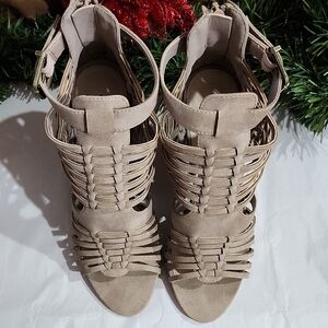 JustFab Taupe Strappy Sandals